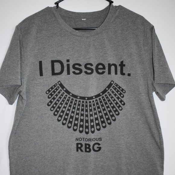 The Unbranded Brand Tops - Women's Gray and Black T-Shirt I Dissent RBG Size Extra Large